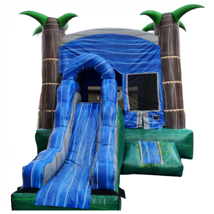 4 in 1 Tropical Combo Bounce House w/ 7 ft. Slide