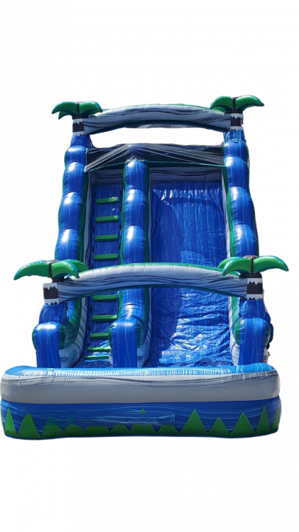 22' Tropical blue palms single lane waterslide