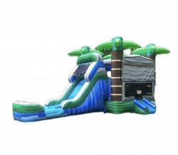 4 in 1 Tropical blue palms  combo bounce house