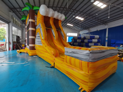 02017 1652841089 4 in 1 Yellow Tropical dual slide combo bounce house